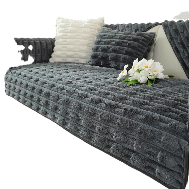 Winter Verdicktes Plüsch Sofa Kissen Rutschfeste Lederhülle Weich Bequem Handtuch für Wohnzimmer