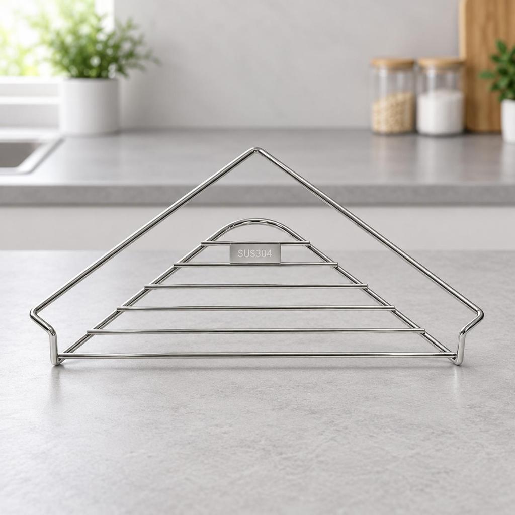Triangular Sink Organizer Rack No Assembly Required Countertop Drainer with Open Wire