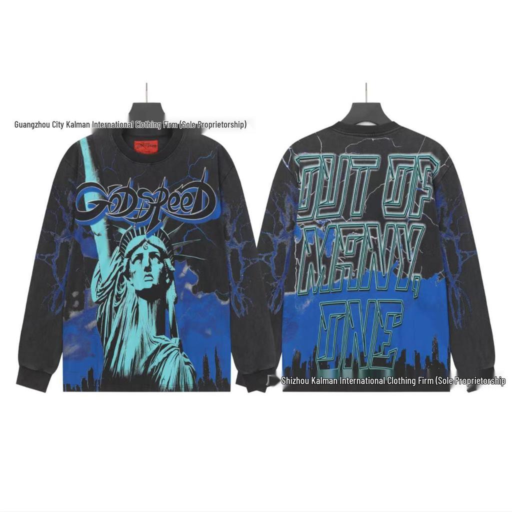 Godspeed Skull Rock Retro Pure Cotton Hoodie - Autumn/Winter American Style Streetwear for Men