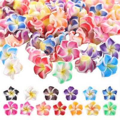 10/30/50pcs Polymer Clay Flower Beads Bulk Handmade Flower Flat Back Pendant Summer Colorful Loose Interval Bead Jewelry Making