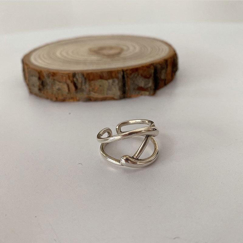 Korean Retro Letter Round Plate Women s Punk Open Finger Ring Adjustable Open