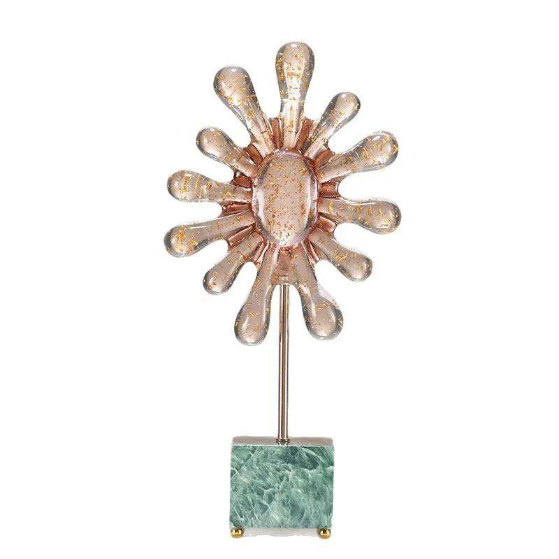 Harz Handwerk Transparent Farbe Verlauf Sonnenblumen Geometrisch Sonne Abstrakt Ornament Dekorative Figuren Zimmer Dekoration