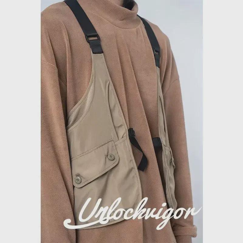 Unisex Sommer Taktische Sling Weste mit Großen Taschen - Japanischer Workwear-Stil für Outdoor-Einsatz