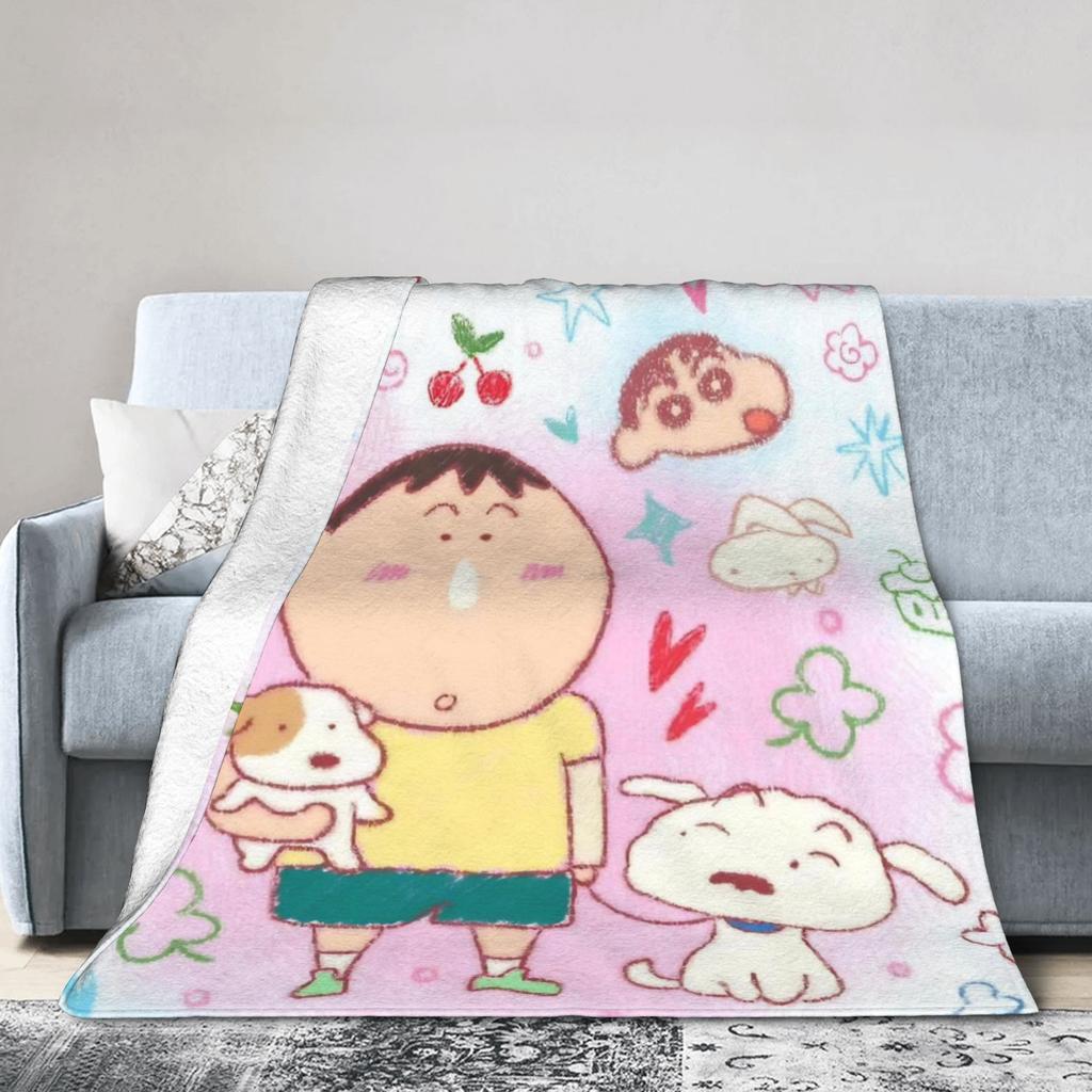 Crayons Shin Chans Anime Blankets Flannel Spring/Autumn Portable Warm Throw Blankets for Bedding Travel Plush Thin Quilt
