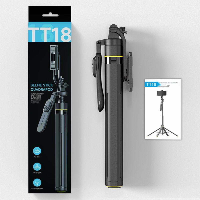 Anti-Shake Selfie-Stick mit einziehbarem Vierbein-Ständer für Live-Streaming und Fotografie