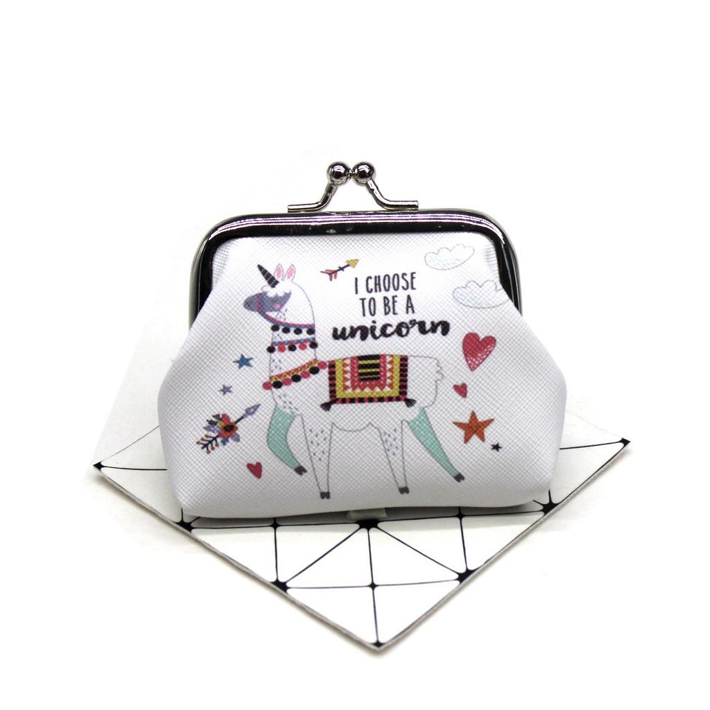 Cute Alpaca Animal Print Coin Purse - Small Wallet for Kids and Students
