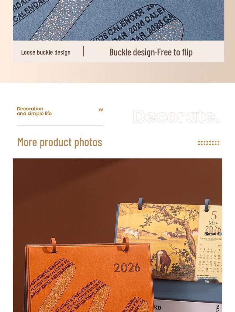 2026 Year of the Horse Leather Desk Calendar: Customizable High-End Planner & Desktop Ornament