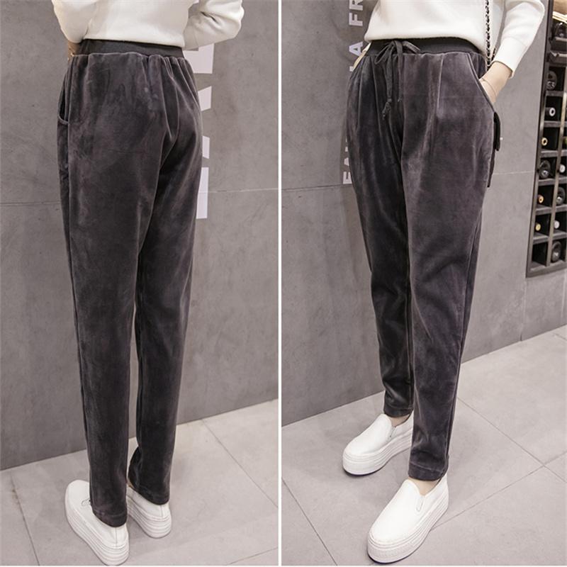 2022 Winter simple leisure Warm Sweatpants High Waist Casual Velvet Pants Women WomenPants Thick Fleece high street Trousers