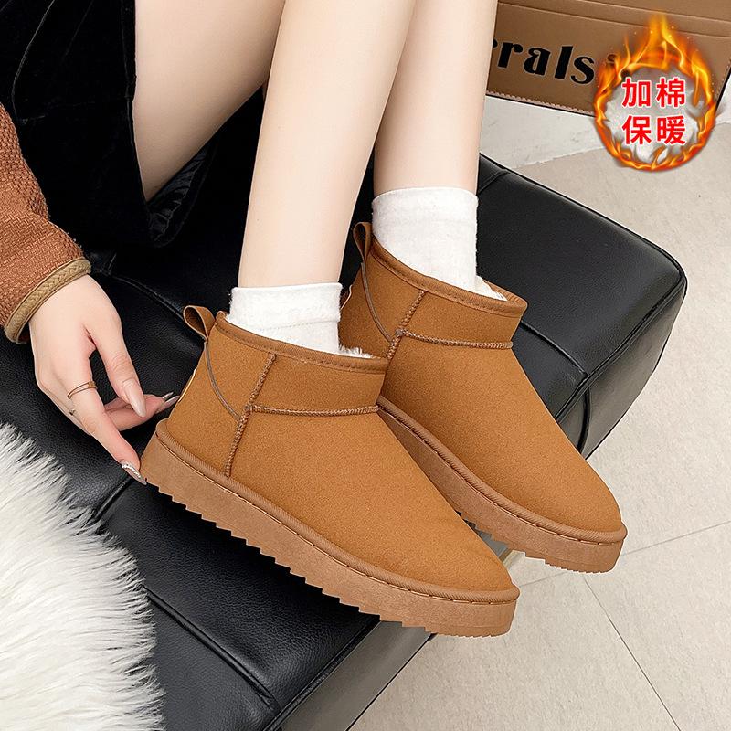 Nieuwe sneeuwlaarzen dames 2025 winter nieuwe fluwelen verdikte warme korte laarzen internetberoemdheid anti-water katoenen schoenen