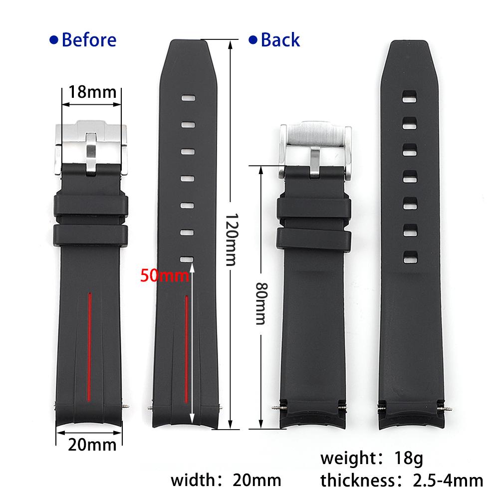 Curved Interface Rubber Watch Strap 20mm Men Women Waterproof Sports Watch Band for Moonswatch Watchband Watch Accessories