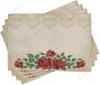 30x45CM Vintage Rose Place Mats Red Floral Dinning Room Afternoon Tea Washable Fabric Placemats for Dining Table