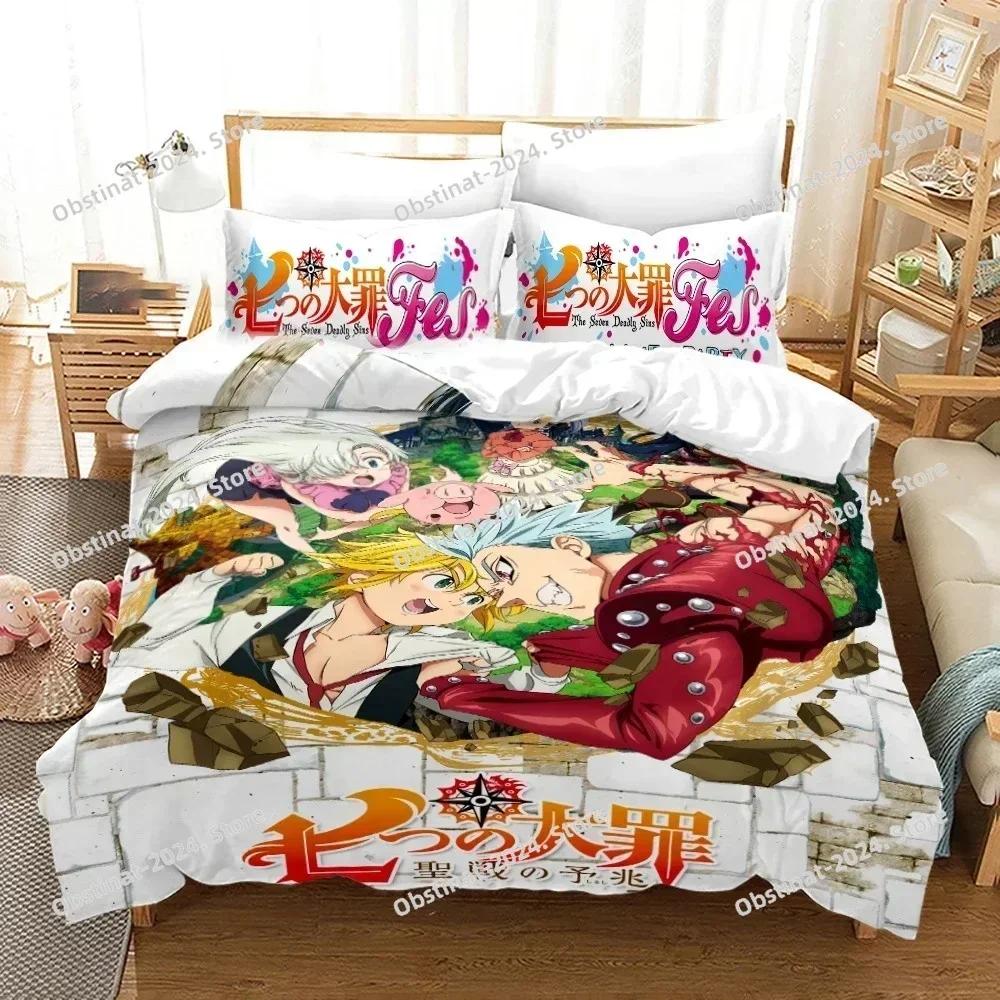Top Seven Deadly Sins Bedding Set Anime Meliodas Printed Single Comforter Duvet Cover Pillow Case 3 Pieces Sets Kids Adult Size