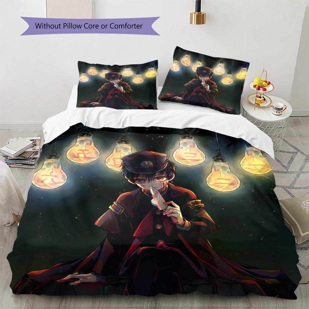Toilet‑Bound Hanako‑kun3 Pattern Bedding Quilt Set Home Decoration Gift (1 * duvet cover + 2 * pillowcase without core)