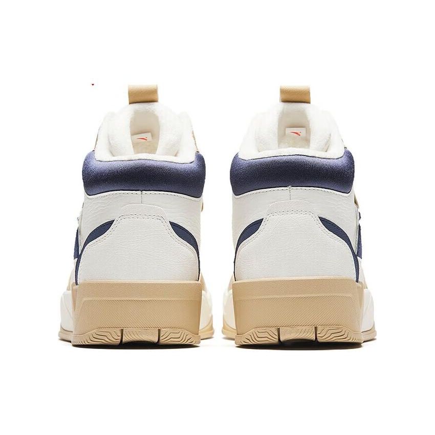 Anta C37 Series Comfortable Non-Slip Wear-Resistant High-Top Skate Shoes Men Skate Shoes White Brown 912348081-2