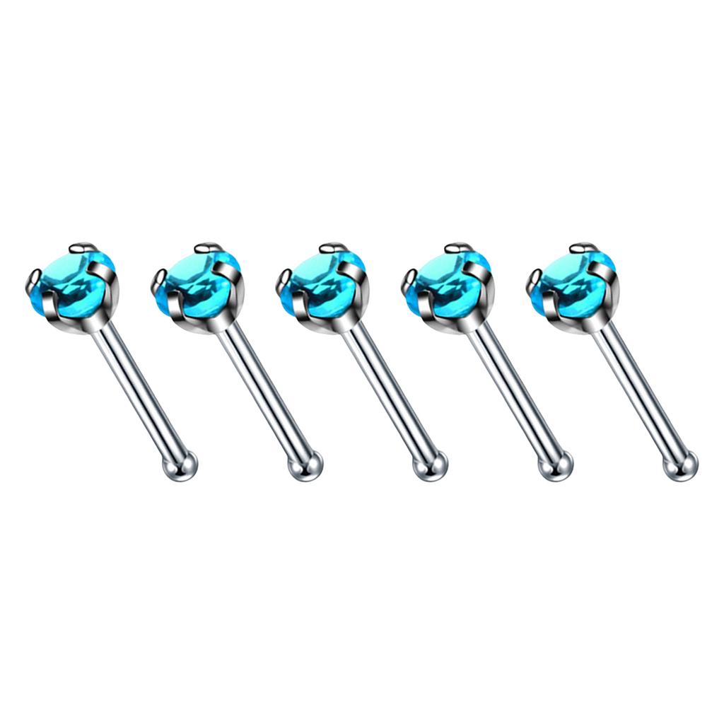 5Pcs Sturdy Alloy Nose Piercing Jewelry Set L Shape Studs and Hoops With CZ Designs Accessory for Stylish Look