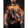 Herren T-Shirt mit Allover-Print, Jesus & Löwe Grafik, Oberteile, lässig, Kurzarm, Rundhalsausschnitt, Sommer, Übergröße, Herren T-Shirts