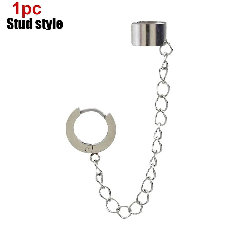 Punk Cross Tassel Øredobber Kvinner Integrert Clip Stud Ørering Kristen Gotisk Hip Hop Smykker Metallkjede Ørering Ørering Ørering Menn