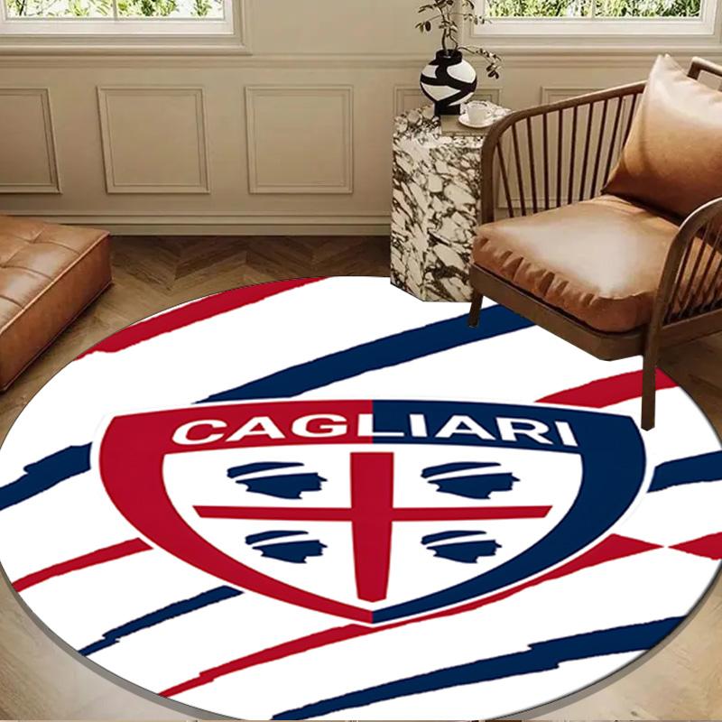 1PC Football Cagliari Design Round Rug for Livingroom,Bedroom, Palyroom, Chair Rug, Area rug, Circle Carpet, Large Size Fan Christmas gift