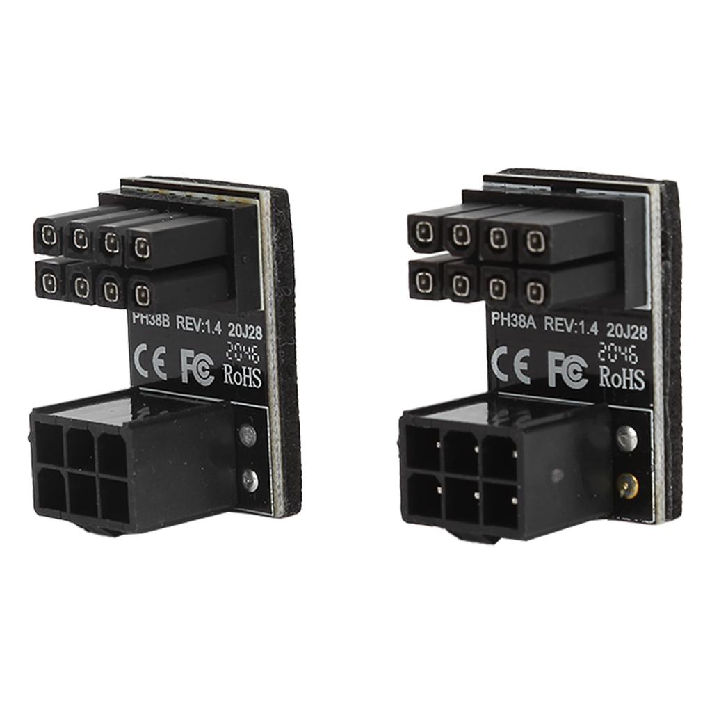 2pcs Power Adapters 6Pin Female to 8pin Male 180 Degree Angled Connector For Desktops Graphics Card