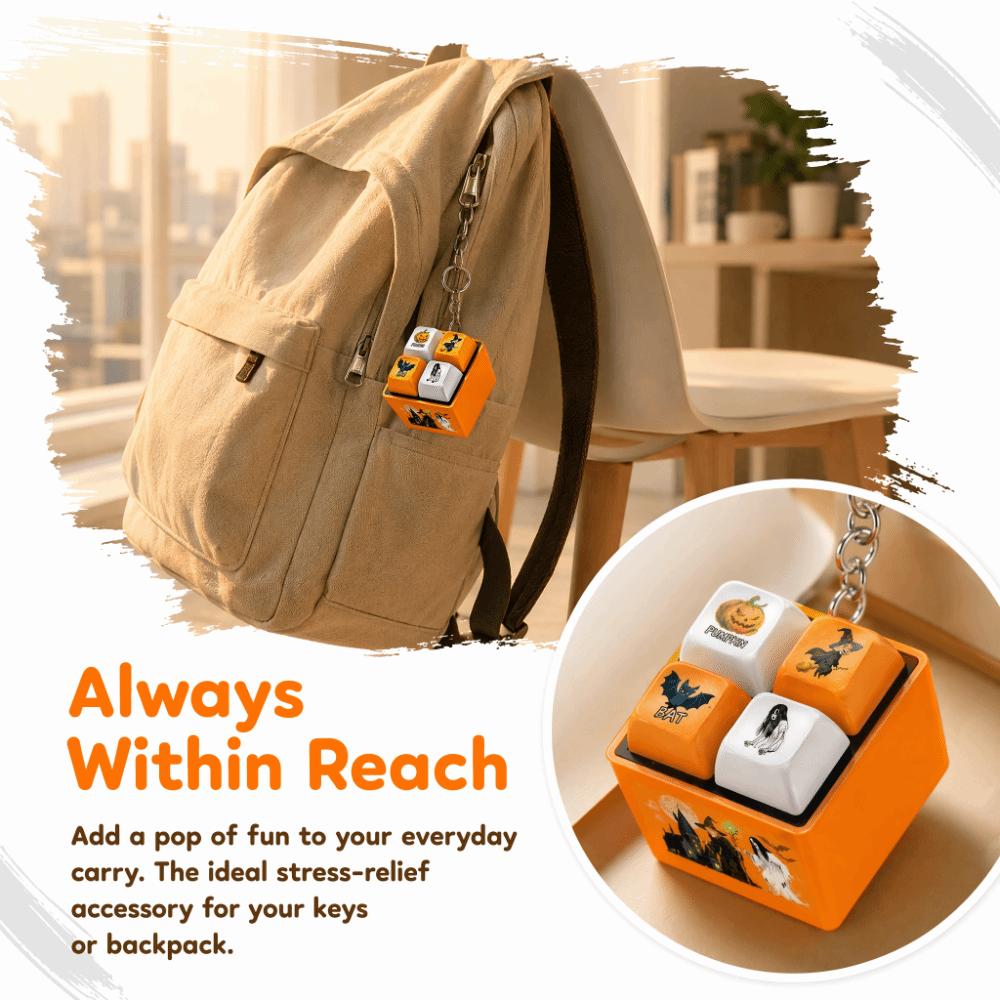 Press Button Fidget Keychain Pumpkin Shape Prank Toy Joke Quotes Pumpkin Keychain  Kids Adults