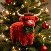 Acrylic Hanging Decorations for Bags Highland Yak Ornament Christmas Tree Decor, Cute 2D Flat Small Holiday Party Favors Pendant with Gold String