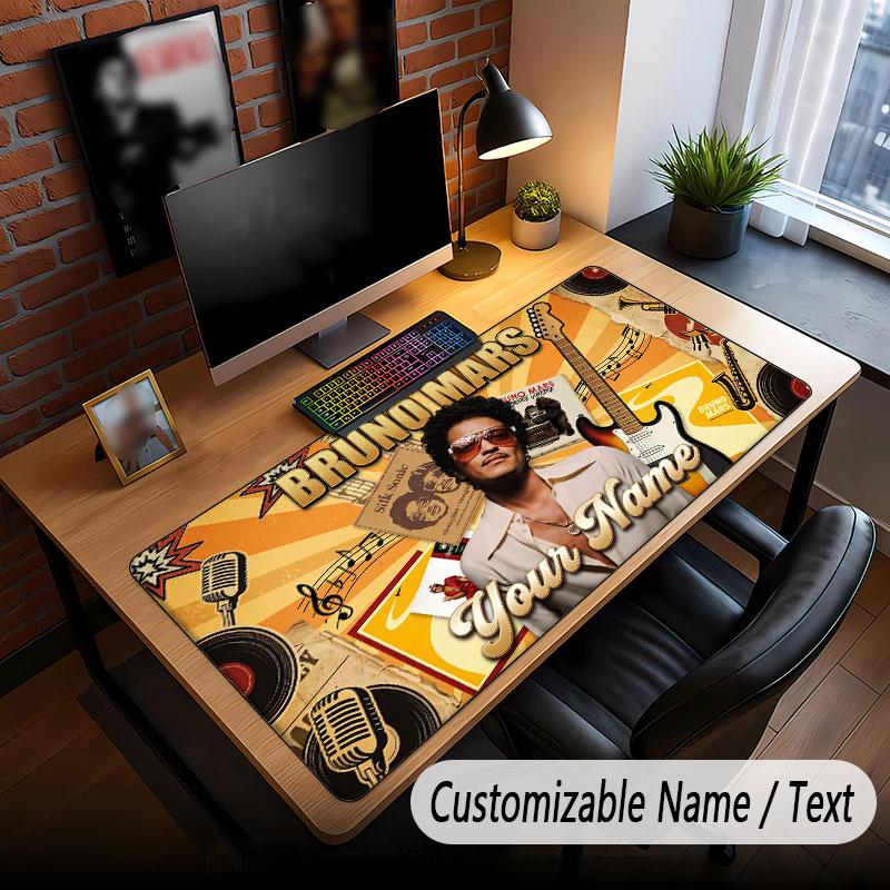 Custom Name Extended Mouse Pad,Bruno Mars Gaming Desk Mat For Home Office Desktop Decor