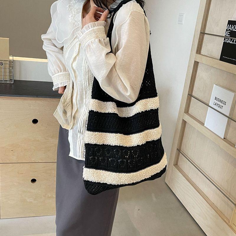 Woven Beach Straw Tote Bag - Versatile Large Capacity Vacation Shoulder Hollow Out Beach Bag