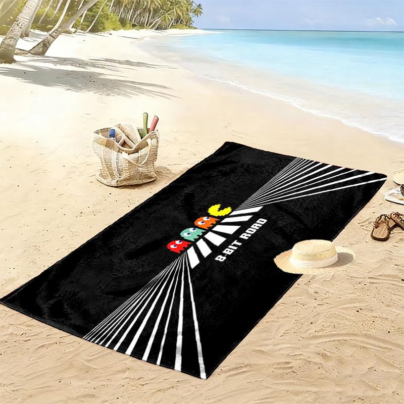 Pac-Man Print Beach Towel, Large Soft Quick Dry Towel for Beach Camping Swimming