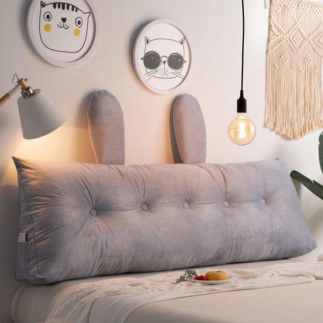 Solid Color Bedside Cushion Large Soft Velvet Backrest Pillow Couple Removable Cute Back Support Pillow Short Plush Seat Cushion