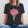 Pink Kisses Flower Bouquet Unisex Tshirts Funny Lipstick Bouquet Design Printed Short Sleeve Crew Neck T Shirt Clothing