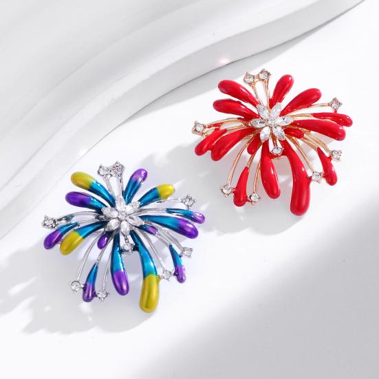 Sparkling Rhinestone Brooch Radial Design Flower Lapel Pin Elegant Brooch Pin Outfit Accessory for Women Dresses Coats Shirts