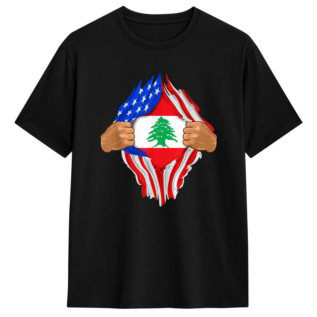 Lebanon Palestined Flag T-Shirt Summer 2026 New Cotton T Shirt for Man's Clothing and Women's Clothing Casual T-shirt Y2K Funny