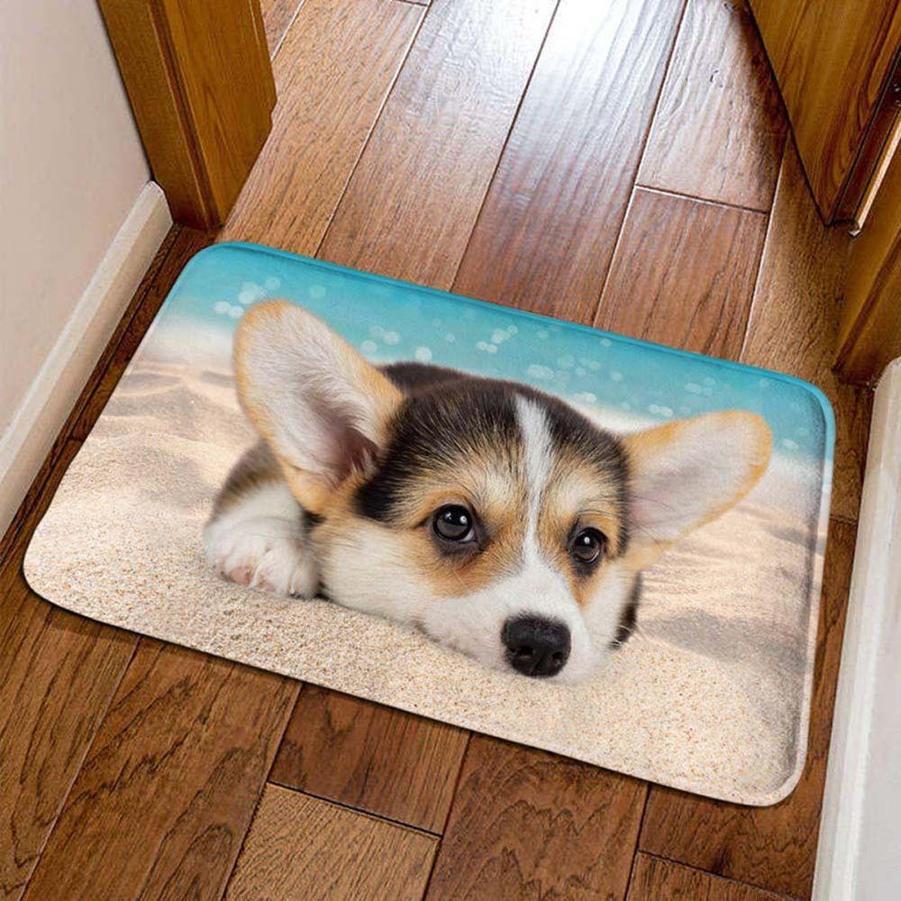 Cute Pet Cartoon Animal Pattern Entrance Floor Mat For Hallway Entrance Living Room Bedroom Flannel Rug Home Decoration