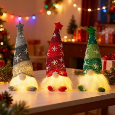 Işıklı Noel Cücesi Dekorasyonu Mini Noel Peluş Cüce Figürü Işıklı İsveç Tomte Bebeği Kış Masa Üstü Dekorasyonu için