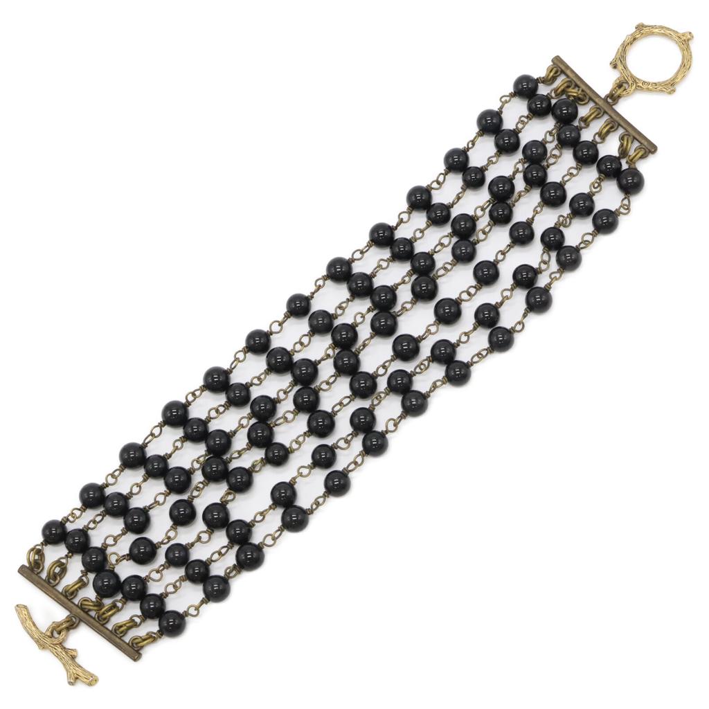 murderpollen [Good Condition] Onyx 7 Chain Bracelet Black / goldUsed