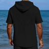Camisa de Lino con Capucha de Manga Corta para Hombre Top Casual con Botones para camisetas camisas para hombre tallas grandes y altas camisas para hombre camisas de entrenamiento para hombre