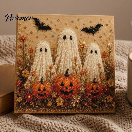 Handicraft Enthusiast Supply Halloween Faux Pearl Art DIY Kit, Spooky Cute 3D Beads Painting Crafts Multi Faceted Bead for Adults Beginners, Seasonal