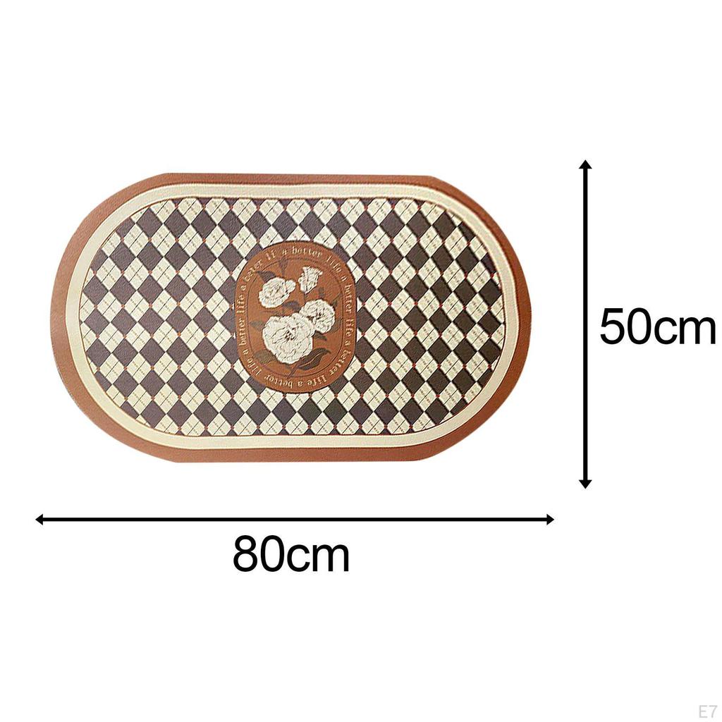 Bath Mat Rubber, Anti Slip Vintage Washable Area Rug, Decorative Carpet, Bathroom Rug for