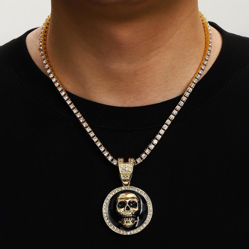 Drip Alloy Skull Pendant Domineering Cool Personality Trend Hip Hop Necklace Men'S Jewelry