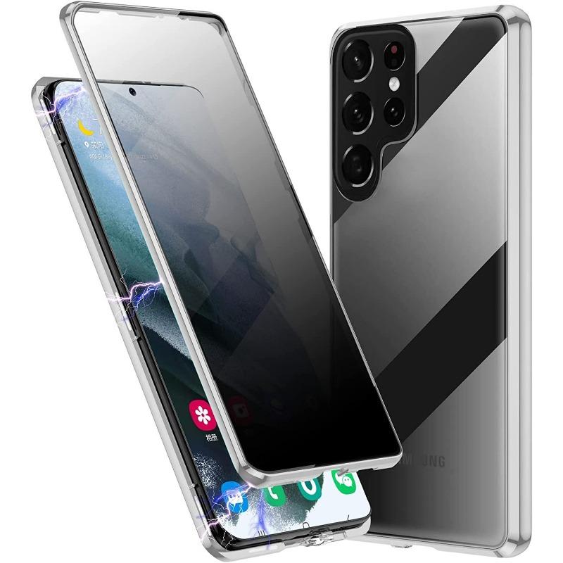 Geeignet für Samsung S25ultra Anti-Peeping Handyhülle Magneto 24 23 22 Doppelseitiges Glas Metall Magnetische Hülle