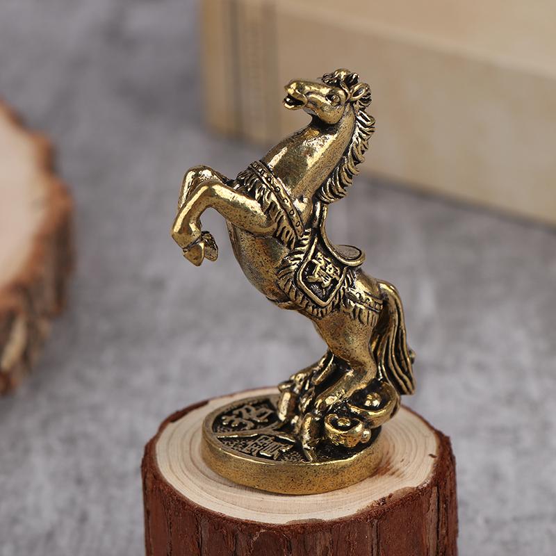 Bronze Horse Desktop Decoration Living Room Tea Table Sculpture Metal Craft Home Decorations Chinese Zodiac Horse Statue