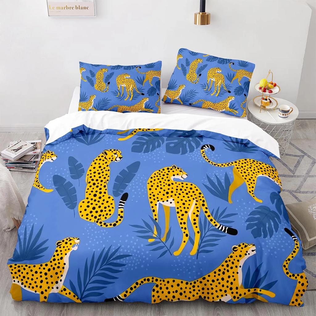 Leopard Duvet Cover King Queen Size Black Panther Bedding Set For Teens Boys Men Cheetah Quilt Cover Wild Animal Comforter Cover