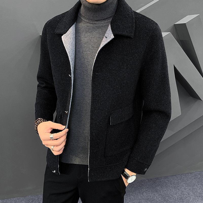 

Мужская куртка шерстяное пальто осень и зима повседневное облегающее модное красивое двухстороннее шерстяное пальто для мужчин 3XL
