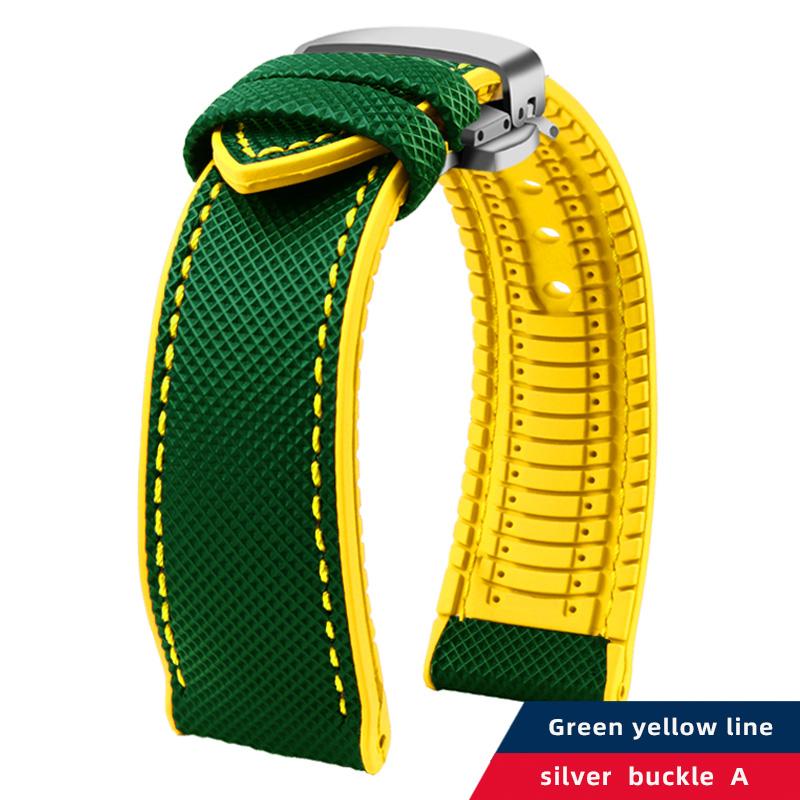 12 color high quality rubber Watchband 20 21 22 23mm 24mm for men and women watchstrap accessories Black red orange yellow Green