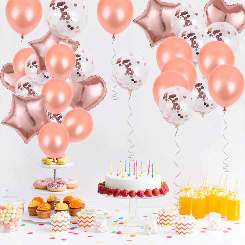 14Pcs Rose Gold Confetti Latex Balloon Set Boy Girl Birthday Party Decoration Supplies Wedding Helium Air Globos Baby Shower