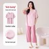 Women's Modal Pajama Set: Chest-Padded Short Sleeve Top with Loose 7/10 Pants for a Cool Summer Sleep