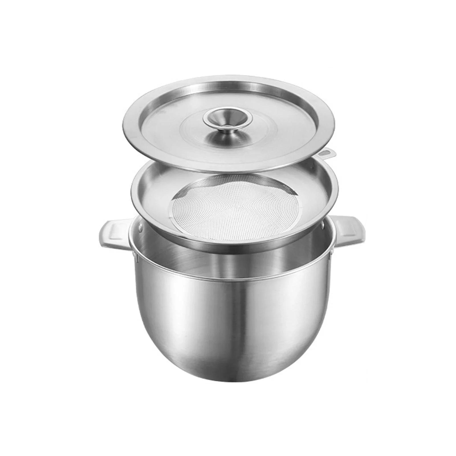 

Фильтр для масла из нержавеющей стали, кастрюля для супа, сито для жира, контейнер для хранения с крышкой, кухонные принадлежности 2,8 л/3,8 л/5,2 л