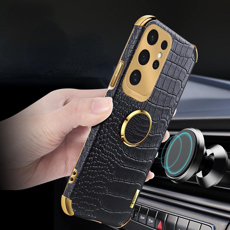 Luxus Krokodilmuster Leder Handyhülle Für Samsung Galaxy S24 FE S23 S22 S21 Ultra Plus FE Note 20 9 8 Rückseite Mit Ring