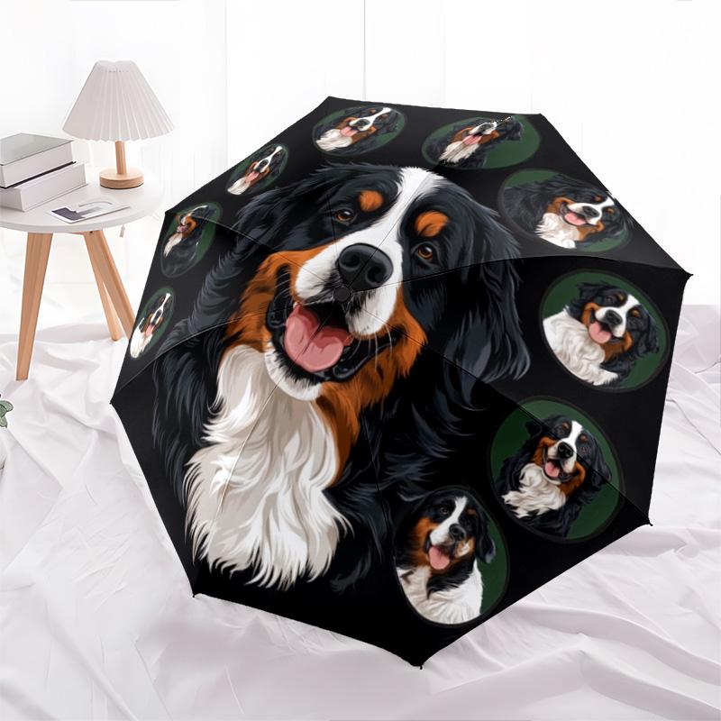 1 PC Automatic Folding Umbrella - Bernese Mountain Dog2 Pattern, Portable & Foldable Design with 8 Ribs, Christmas Birthday Gifts