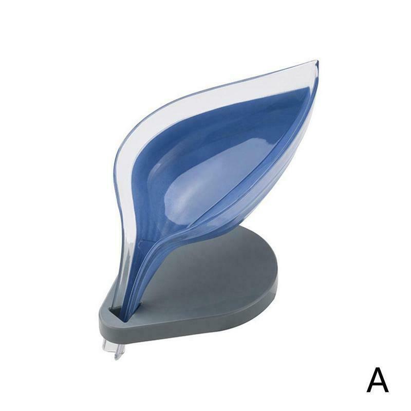 Leaf Shape Soap Box Drain Soap Holder Bathroom Shower Soap Holder Suction Cup Soap Container Plastic Sponge Storage Tray
